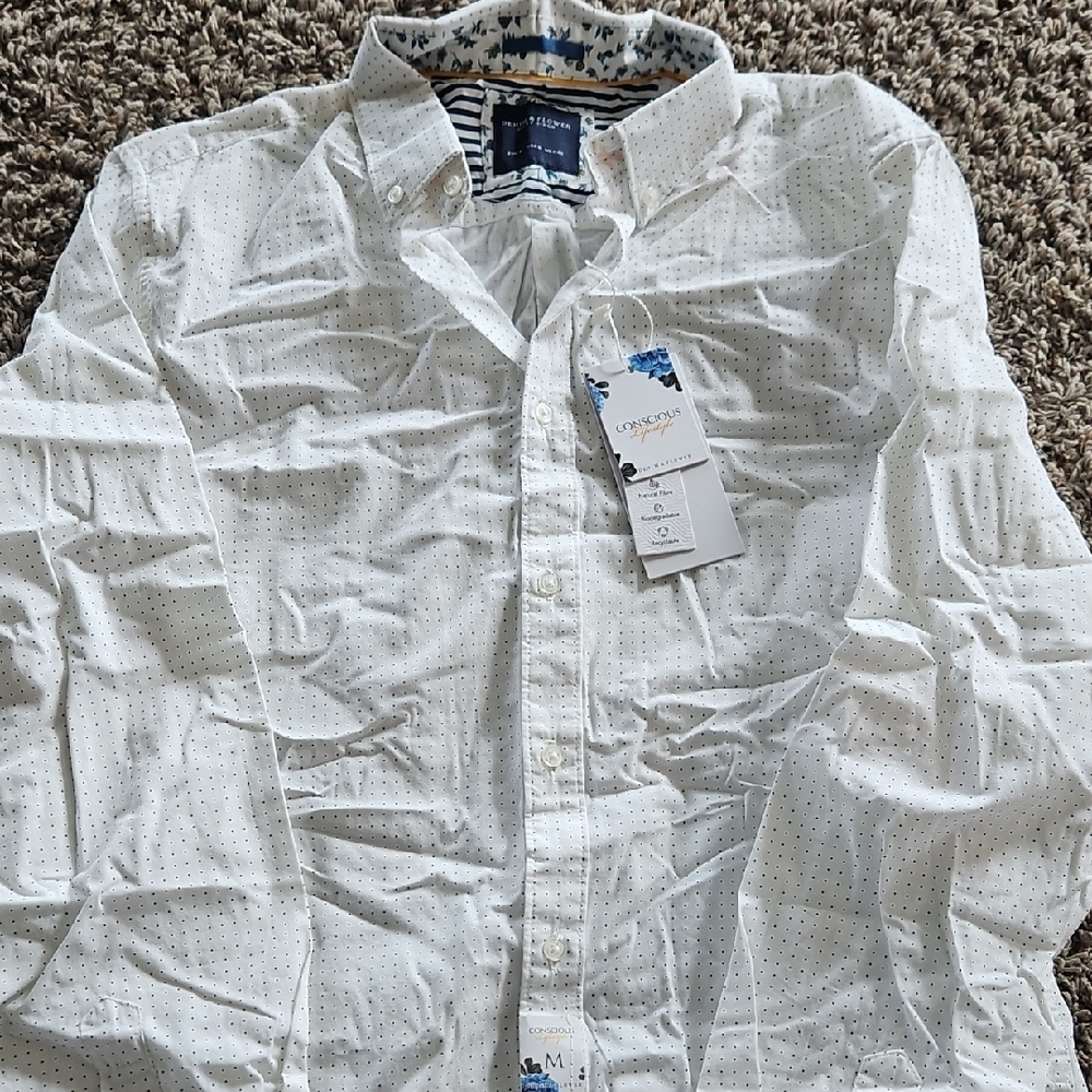 Denim & Flower Men's White Button Down Shirt